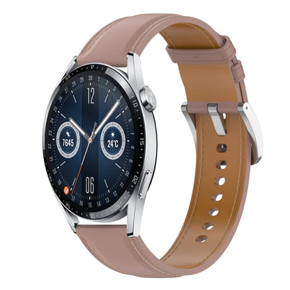 For Huawei Watch GT 3 42mm Stainless Steel Quick Release Buckle 20mm Genuine Leather Watch Band(Dark Pink) by bashfashion