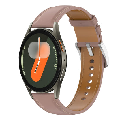 For Samsung Galaxy Watch 7 40 / 44mm Stainless Steel Quick Release Buckle 20mm Genuine Leather Watch Band(Dark Pink) by bashfashion