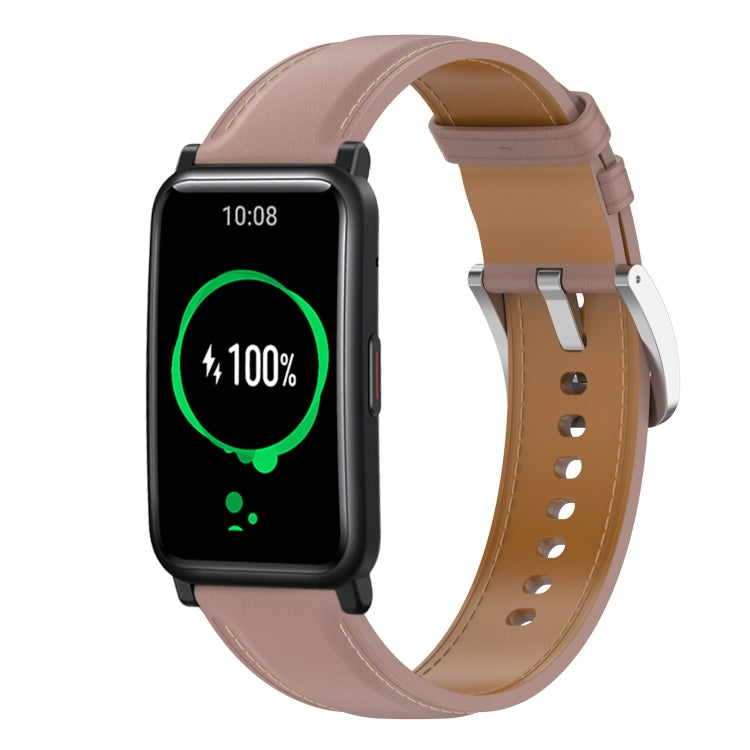 For Honor Watch ES Stainless Steel Quick Release Buckle 20mm Genuine Leather Watch Band(Dark Pink) by bashfashion