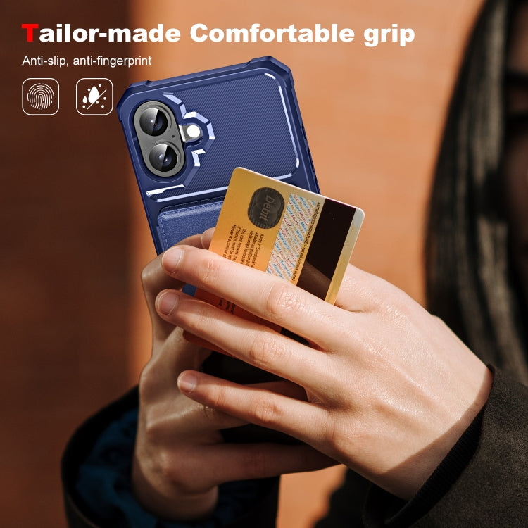 For iPhone 16 ENKAY Hat-Prince Card Slot Wallet TPU Back Leather Phone Case with Lens Film(Purple) by ENKAY