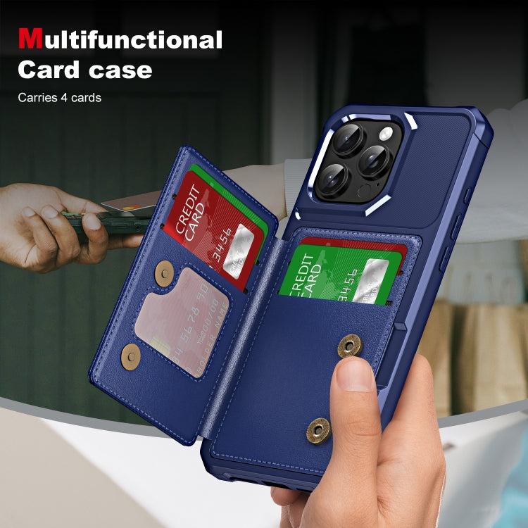 For iPhone 15 Pro ENKAY Hat-Prince Card Slot Wallet TPU Back Leather Phone Case with Lens Film(Cyan) by ENKAY