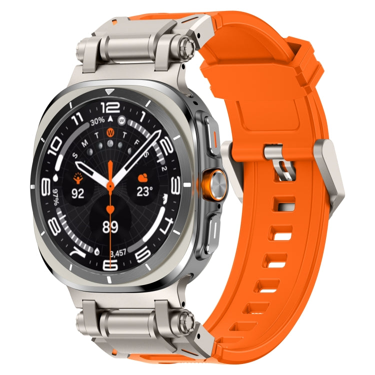 For Samsung Galaxy Watch Ultra 47mm / Ultra 2025 Titanium Connector Quick Release Silicone Watch Band(Orange) by bashfashion