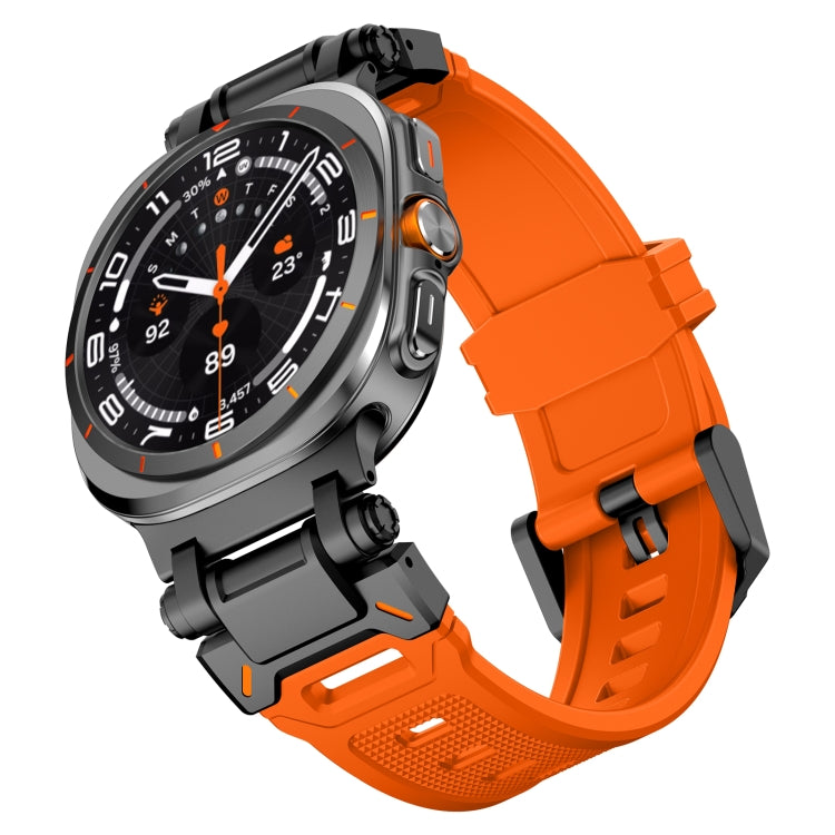 For Samsung Galaxy Watch Ultra 47mm / Ultra 2025 Black Connector Quick Release Silicone Watch Band(Orange) by bashfashion