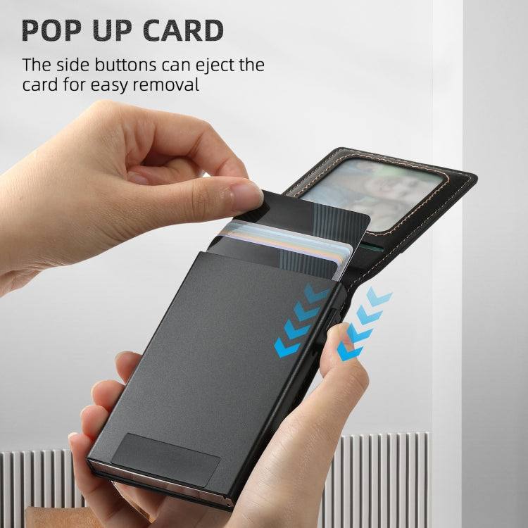 For iPhone 15 Suteni H19 Oil Wax 2-in-1 MagSafe Removable Card Box Back Phone Case(Black) by Suteni