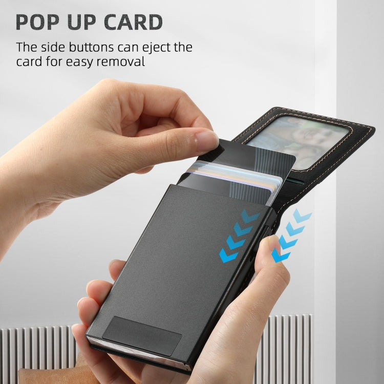 For iPhone 15 Suteni H19 Litchi Grain 2-in-1 MagSafe Removable Card Box Back Phone Case(Black) by Suteni