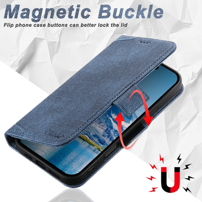 For iPhone 16 Plus Suteni J07 Multi-functional Horizontal MagSafe Denim Leather Phone Case(Blue) by Suteni