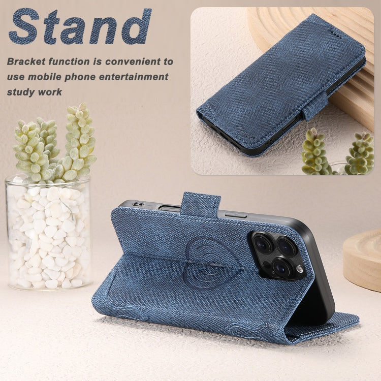 For iPhone 13 Suteni J07 Multi-functional Horizontal MagSafe Denim Leather Phone Case(Blue) by Suteni