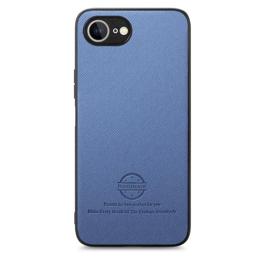 For iPhone 16e Twill Fabric Leather Skin Back Phone Case(Blue) by bashfashion