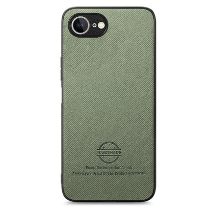 For iPhone 16e Twill Fabric Leather Skin Back Phone Case(Green) by bashfashion