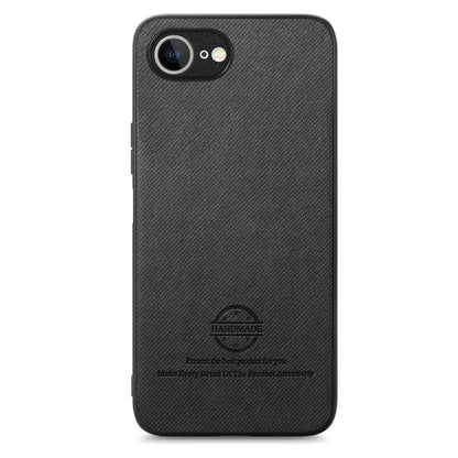 For iPhone 16e Twill Fabric Leather Skin Back Phone Case(Black) by bashfashion
