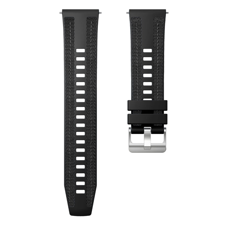 For Huawei Watch GT 5 / GT 5 Pro 46mm Push Connector 22mm Hybrid Nylon Silicone Watch Band(Black) by bashfashion