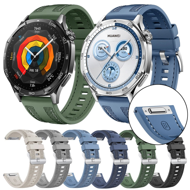 For Huawei Watch GT 5 / GT 5 Pro 46mm Push Connector 22mm Hybrid Nylon Silicone Watch Band(Black) by bashfashion