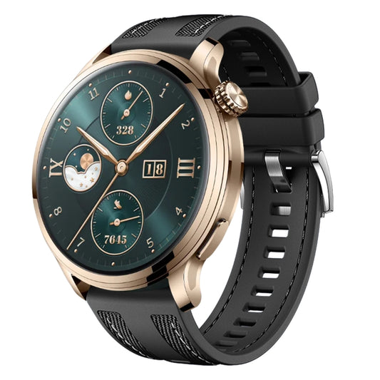 For Honor Watch 4 Pro Push Connector 22mm Hybrid Nylon Silicone Watch Band(Black) by bashfashion