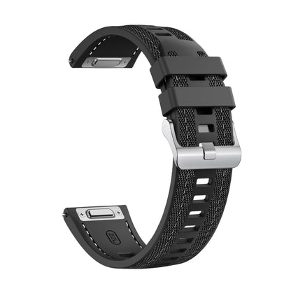 For Honor Watch 4 Pro Push Connector 22mm Hybrid Nylon Silicone Watch Band(Black) by bashfashion
