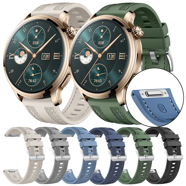 For Honor Watch 4 Pro Push Connector 22mm Hybrid Nylon Silicone Watch Band(Black) by bashfashion