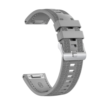 For Samsung Galaxy Watch 3 45mm Push Connector 22mm Hybrid Nylon Silicone Watch Band(Gray) by bashfashion