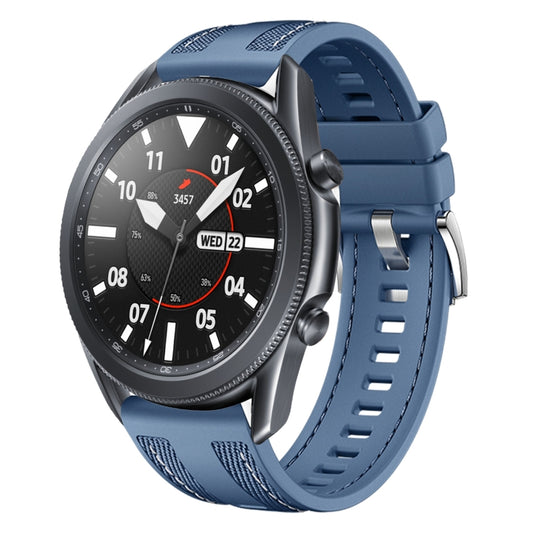 For Samsung Galaxy Watch 3 45mm Push Connector 22mm Hybrid Nylon Silicone Watch Band(Light Blue) by bashfashion