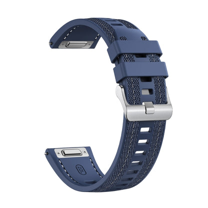 For Samsung Galaxy Watch 3 45mm Push Connector 22mm Hybrid Nylon Silicone Watch Band(Dark Blue) by bashfashion
