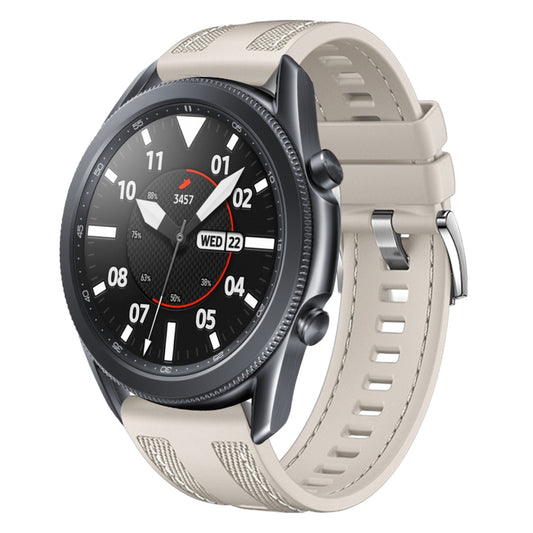 For Samsung Galaxy Watch 3 45mm Push Connector 22mm Hybrid Nylon Silicone Watch Band(Starlight) by bashfashion