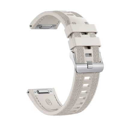 For Samsung Galaxy Watch 3 45mm Push Connector 22mm Hybrid Nylon Silicone Watch Band(Starlight) by bashfashion