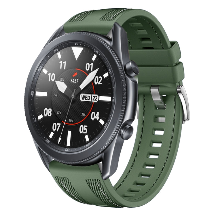 For Samsung Galaxy Watch 3 45mm Push Connector 22mm Hybrid Nylon Silicone Watch Band(Spruce Green) by bashfashion