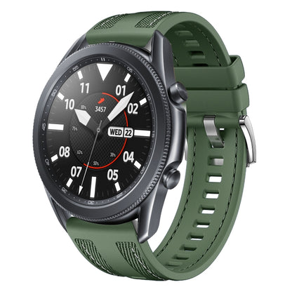 For Samsung Galaxy Watch 3 45mm Push Connector 22mm Hybrid Nylon Silicone Watch Band(Spruce Green) by bashfashion