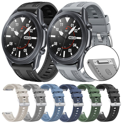 For Samsung Galaxy Watch 3 45mm Push Connector 22mm Hybrid Nylon Silicone Watch Band(Gray) by bashfashion