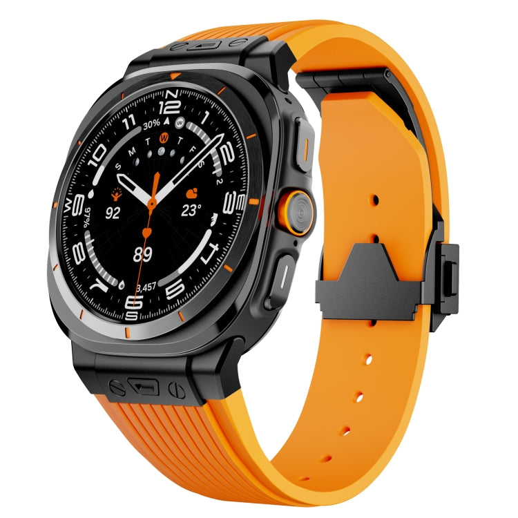 For Samsung Galaxy Watch Ultra 47mm / Ultra 2025 Black Connector Black Buckle Silicone Watch Band(Orange) by bashfashion