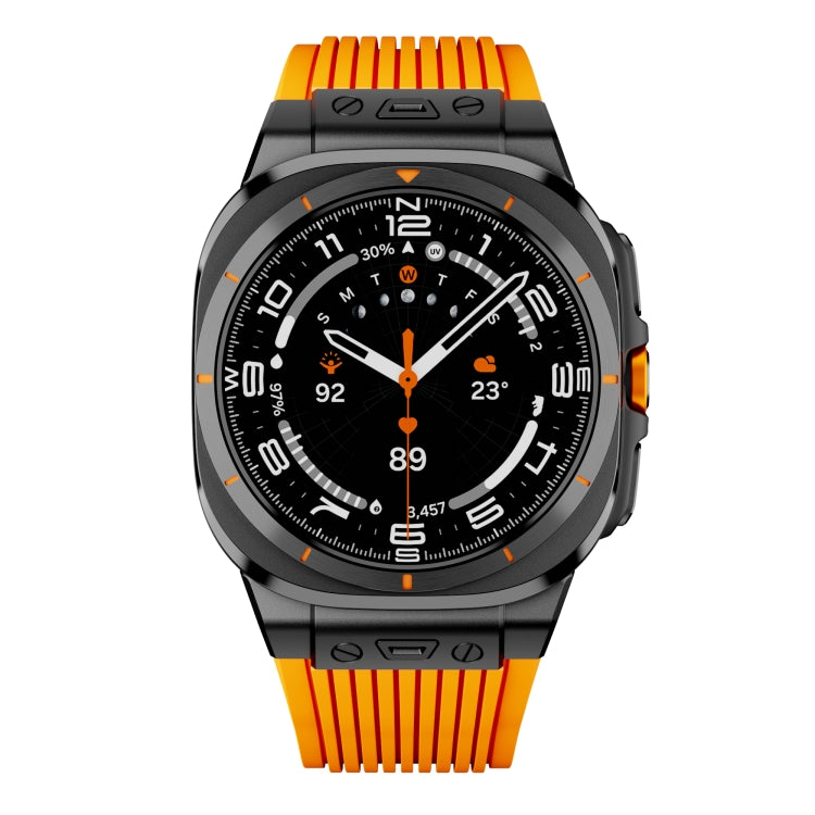 For Samsung Galaxy Watch Ultra 47mm / Ultra 2025 Black Connector Black Buckle Silicone Watch Band(Orange) by bashfashion