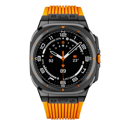 For Samsung Galaxy Watch Ultra 47mm / Ultra 2025 Black Connector Black Buckle Silicone Watch Band(Orange) by bashfashion
