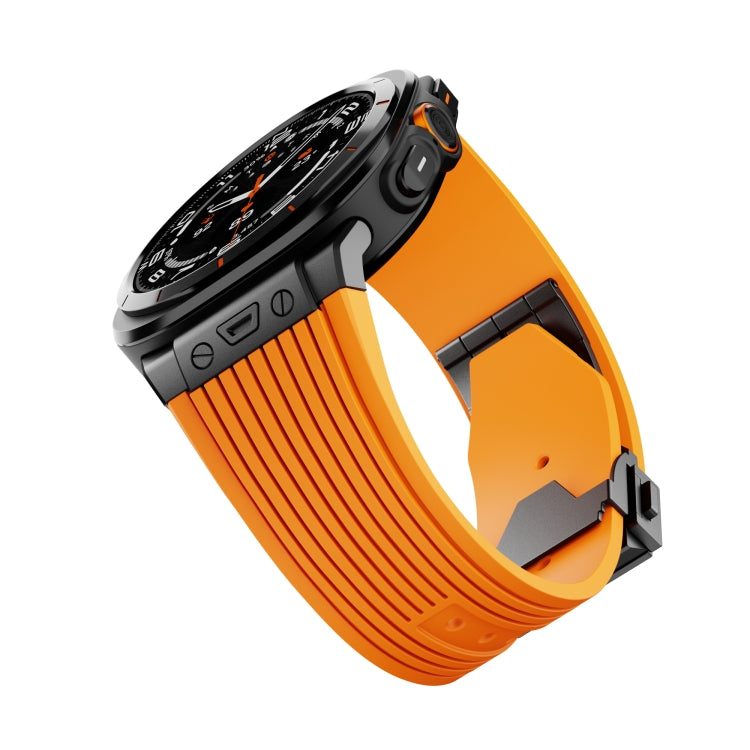 For Samsung Galaxy Watch Ultra 47mm / Ultra 2025 Black Connector Black Buckle Silicone Watch Band(Orange) by bashfashion