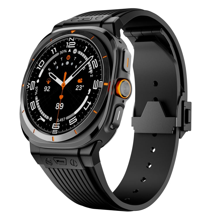 For Samsung Galaxy Watch Ultra 47mm / Ultra 2025 Black Connector Black Buckle Silicone Watch Band(Black) by bashfashion