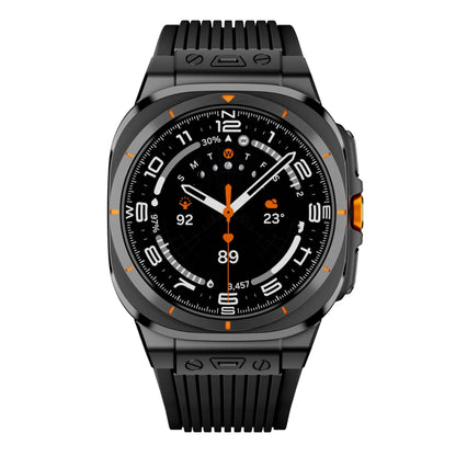 For Samsung Galaxy Watch Ultra 47mm / Ultra 2025 Black Connector Black Buckle Silicone Watch Band(Black) by bashfashion