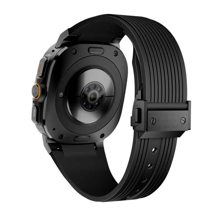 For Samsung Galaxy Watch Ultra 47mm / Ultra 2025 Black Connector Black Buckle Silicone Watch Band(Black) by bashfashion