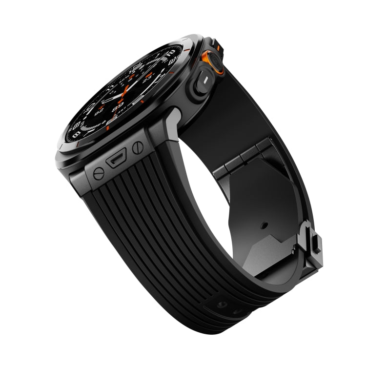 For Samsung Galaxy Watch Ultra 47mm / Ultra 2025 Black Connector Black Buckle Silicone Watch Band(Black) by bashfashion
