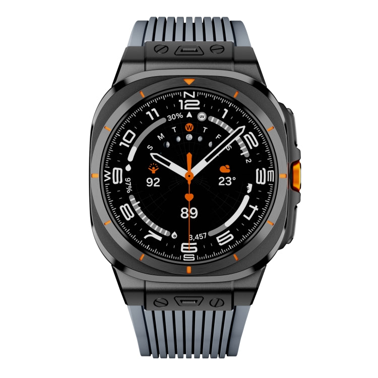 For Samsung Galaxy Watch Ultra 47mm / Ultra 2025 Black Connector Black Buckle Silicone Watch Band(Gray) by bashfashion