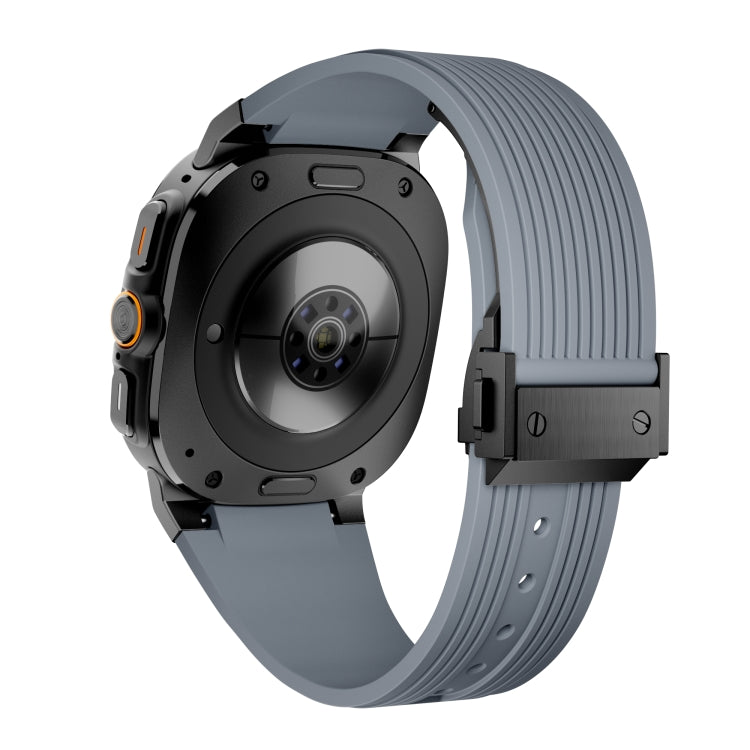 For Samsung Galaxy Watch Ultra 47mm / Ultra 2025 Black Connector Black Buckle Silicone Watch Band(Gray) by bashfashion