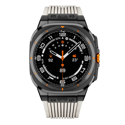 For Samsung Galaxy Watch Ultra 47mm / Ultra 2025 Black Connector Black Buckle Silicone Watch Band(Starlight) by bashfashion