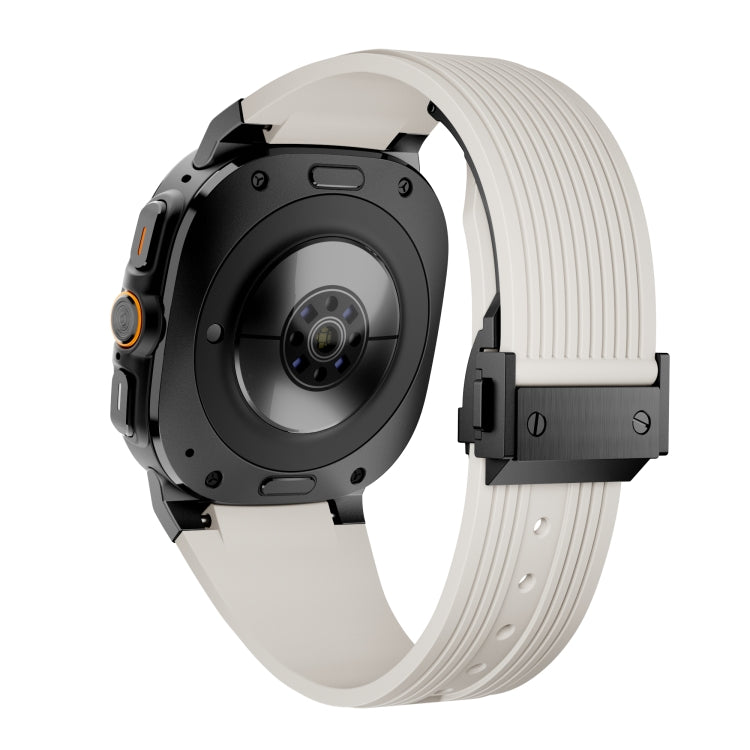 For Samsung Galaxy Watch Ultra 47mm / Ultra 2025 Black Connector Black Buckle Silicone Watch Band(Starlight) by bashfashion