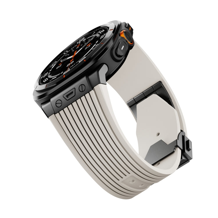 For Samsung Galaxy Watch Ultra 47mm / Ultra 2025 Black Connector Black Buckle Silicone Watch Band(Starlight) by bashfashion