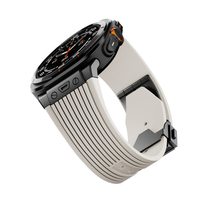 For Samsung Galaxy Watch Ultra 47mm / Ultra 2025 Black Connector Black Buckle Silicone Watch Band(Starlight) by bashfashion