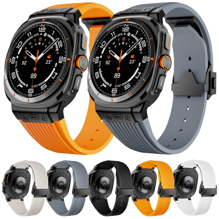 For Samsung Galaxy Watch Ultra 47mm / Ultra 2025 Black Connector Black Buckle Silicone Watch Band(Gray) by bashfashion