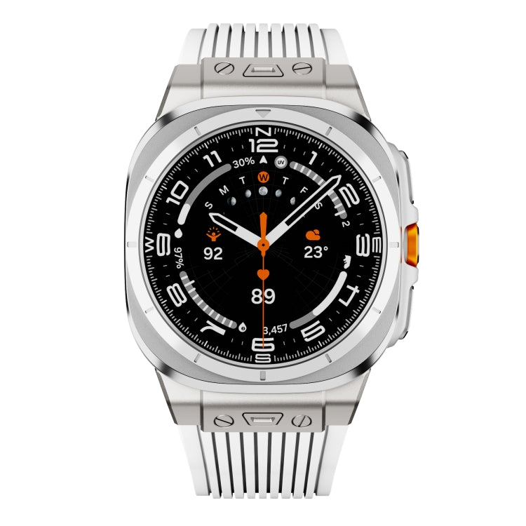 For Samsung Galaxy Watch Ultra 47mm / Ultra 2025 Titanium Connector Silver Buckle Silicone Watch Band(White) by bashfashion
