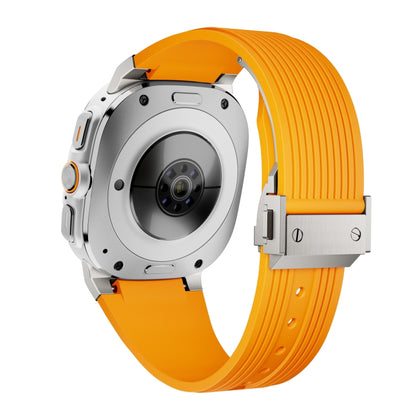 For Samsung Galaxy Watch Ultra 47mm / Ultra 2025 Titanium Connector Silver Buckle Silicone Watch Band(Orange) by bashfashion