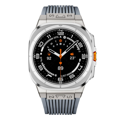 For Samsung Galaxy Watch Ultra 47mm / Ultra 2025 Titanium Connector Silver Buckle Silicone Watch Band(Gray) by bashfashion