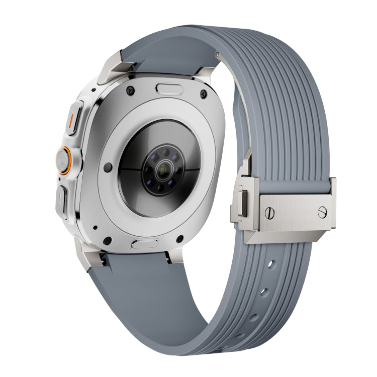 For Samsung Galaxy Watch Ultra 47mm / Ultra 2025 Titanium Connector Silver Buckle Silicone Watch Band(Gray) by bashfashion