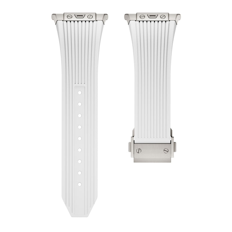 For Samsung Galaxy Watch Ultra 47mm / Ultra 2025 Titanium Connector Silver Buckle Silicone Watch Band(White) by bashfashion