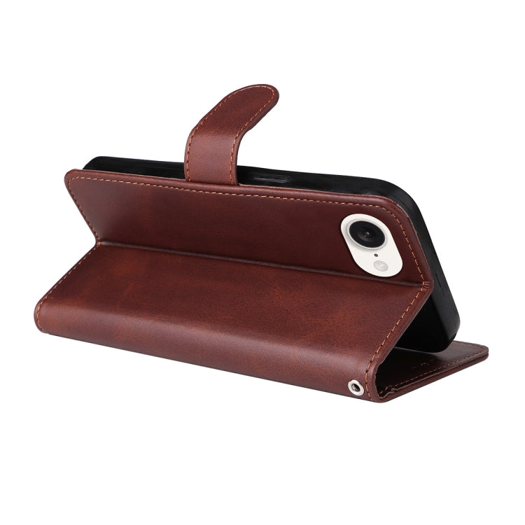 For iPhone 16e ENKAY Card Wallet Calf Texture Leather Phone Case with Screen Film(Brown) by ENKAY