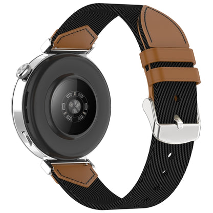 For Huawei Watch GT 5 41mm Nylon Leather Hybrid Woven Watch Band(Black Brown) by bashfashion