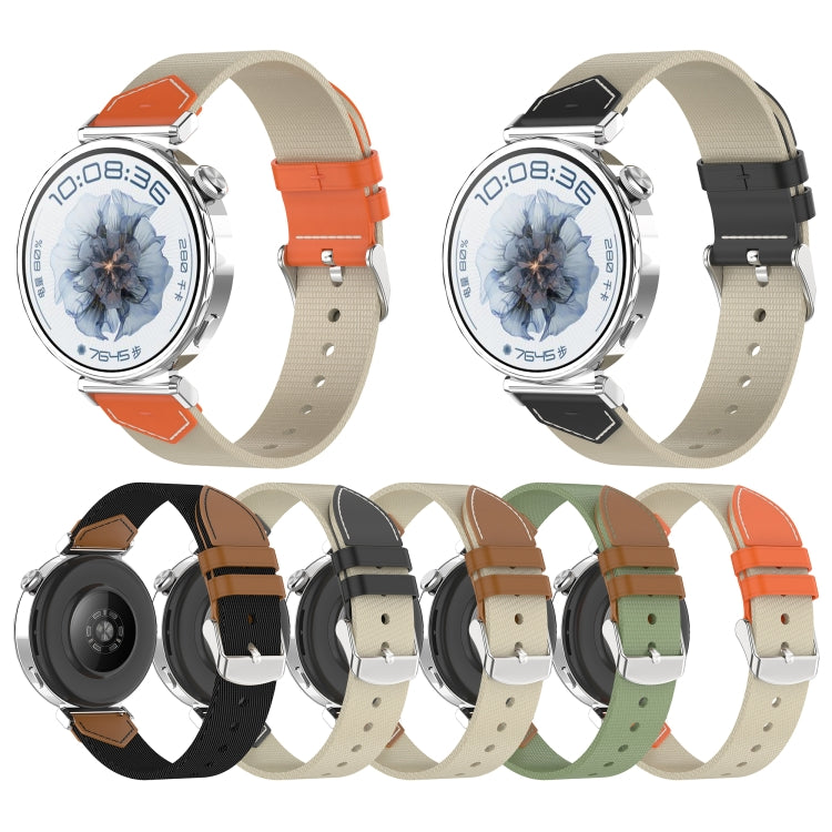 For Huawei Watch GT 5 41mm Nylon Leather Hybrid Woven Watch Band(Black Brown) by bashfashion